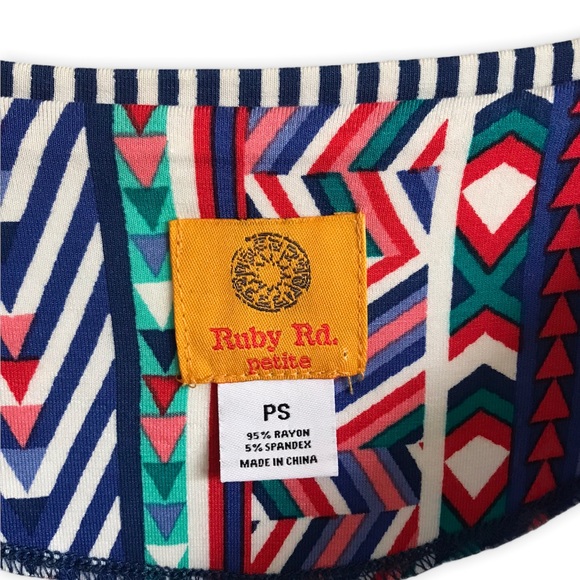 Ruby Rd. Multi Color Shape 3/4 Sleeve Top NWT - Picture 3 of 5